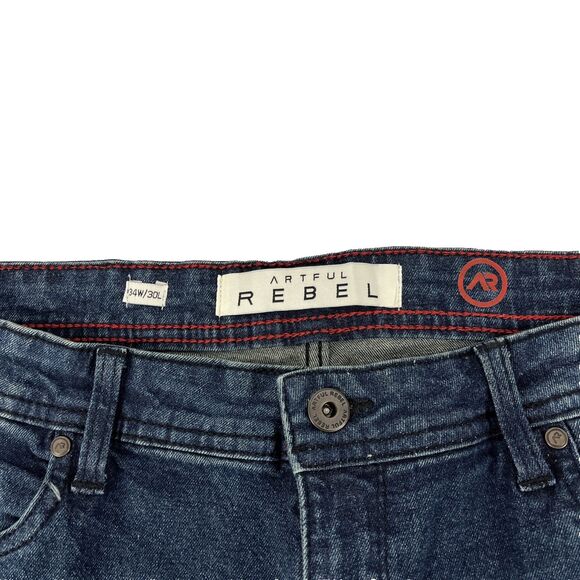 New Mens Artful Rebel Jax Slim Fit Denim Jeans Size 34x30 NWT Distressed - Picture 5 of 9